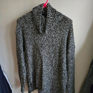 Black & White/Grey Cowl Neck Sweater - Joan Vass, Size M